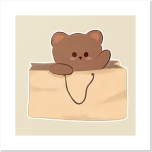 Bear in paper  bag Posters and Art